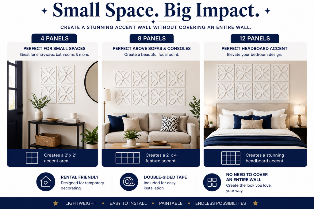 Wave Ogee Decorative Wall Panels | Rental Friendly | Peel & Stick | Humidity Resistant