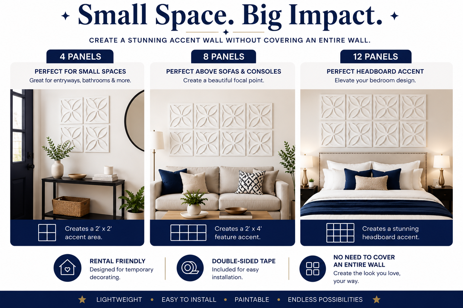 Wave Ogee Decorative Wall Panels | Rental Friendly | Peel & Stick | Humidity Resistant