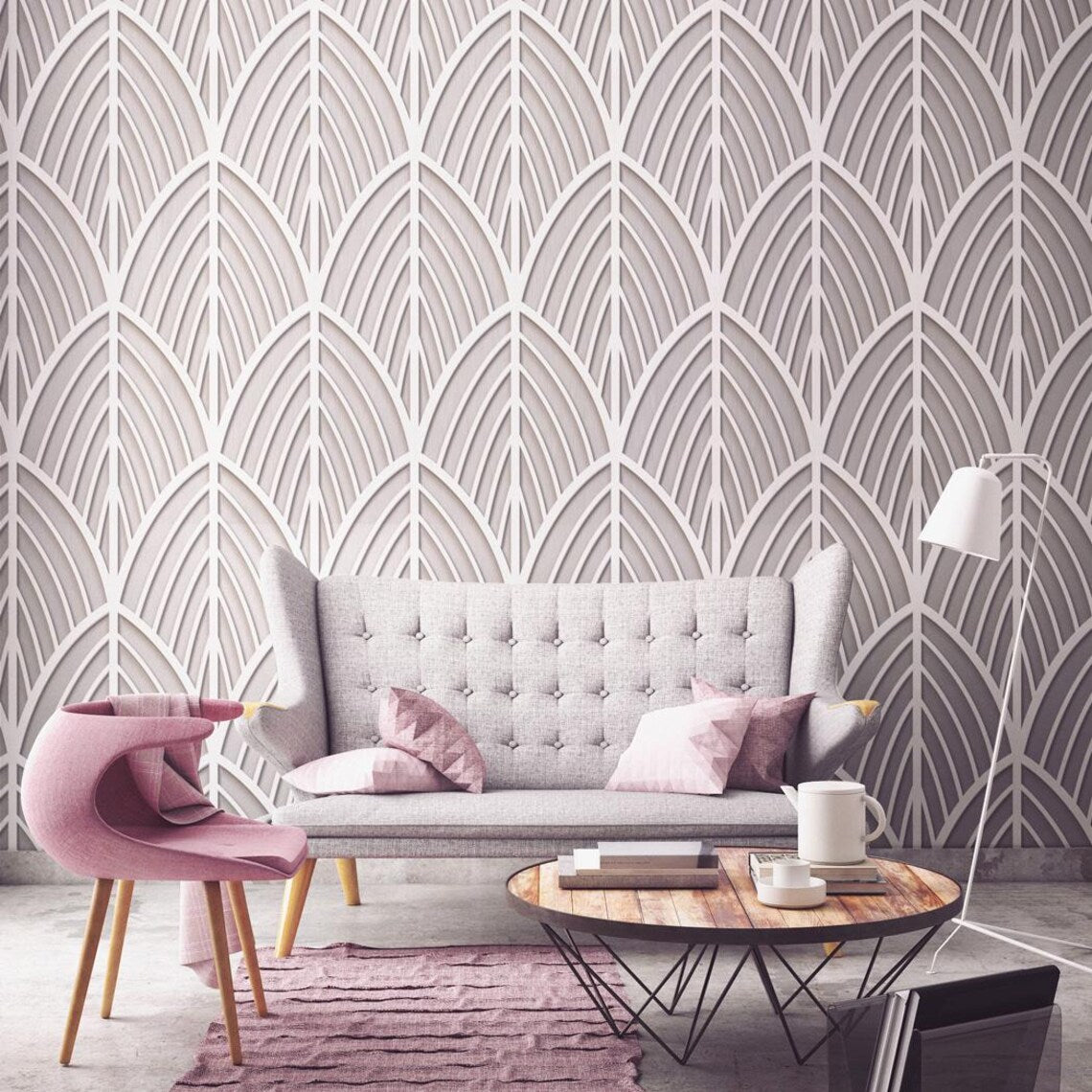 Gatsby Feather Decorative Wall Panels | Rental Friendly | Peel & Stick | Humidity Resistant