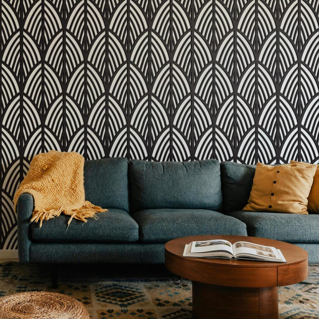 Gatsby Feather Decorative Wall Panels | Rental Friendly | Peel & Stick | Humidity Resistant