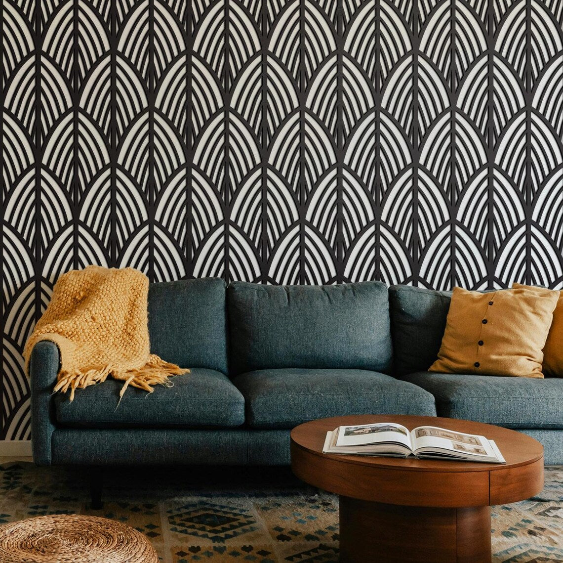 Gatsby Feather Decorative Wall Panels | Rental Friendly | Peel & Stick | Humidity Resistant