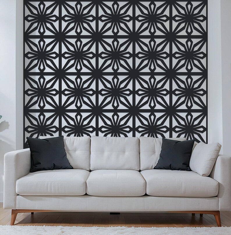 Starburst Geometric Wall Panels | Rental Friendly | Peel & Stick | Humidity Resistant