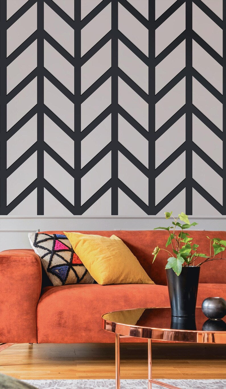 Chevron Arrow Wall Panels | Rental Friendly | Peel & Stick | Humidity Resistant