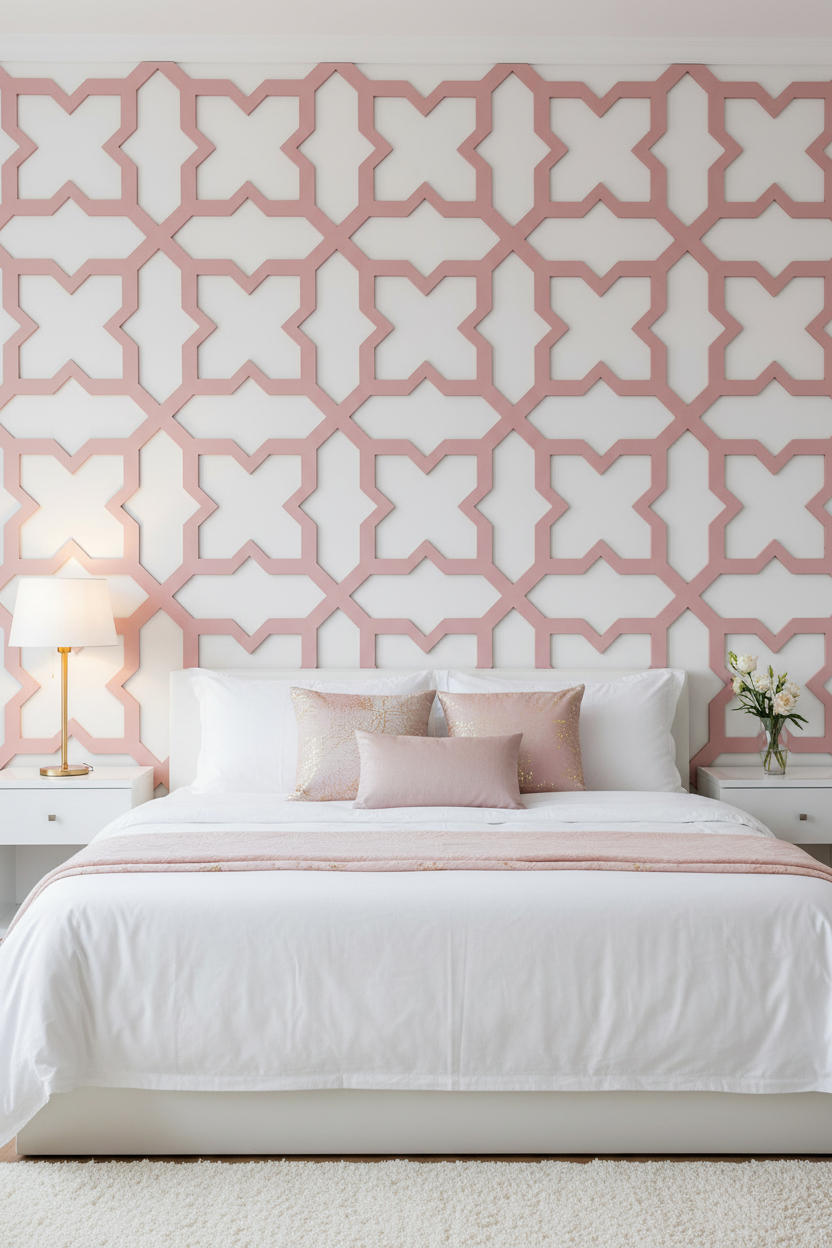 Lattice Cross - Recámara Pink sobre Blanco